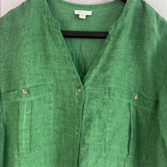 J. Jill Women Spring Green Linen Top Vacation Travel Island Size XL - Picture 5 of 11
